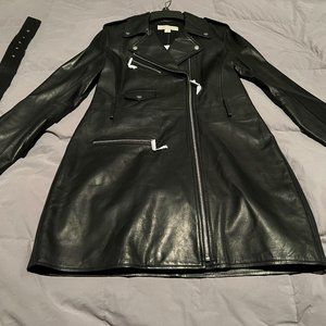 NEW Michael Michael Kors Leather Moto Dress - Size 8